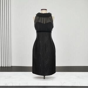 Antonio Melani Silk Sheer Illusion Black Sleeveless Cocktail Dress size 8